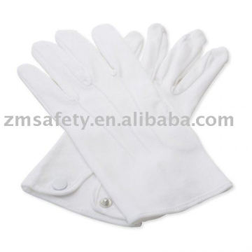 Mal's plain white % cotton gloves with button on wrist ZM90-G